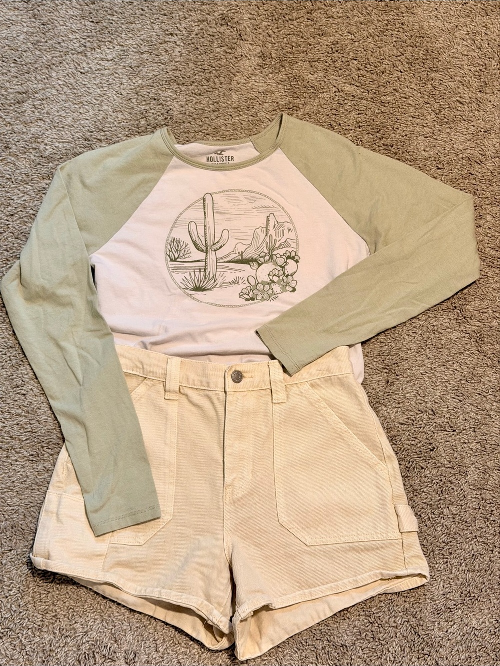 PacSun Cream Utility High-Rise Shorts